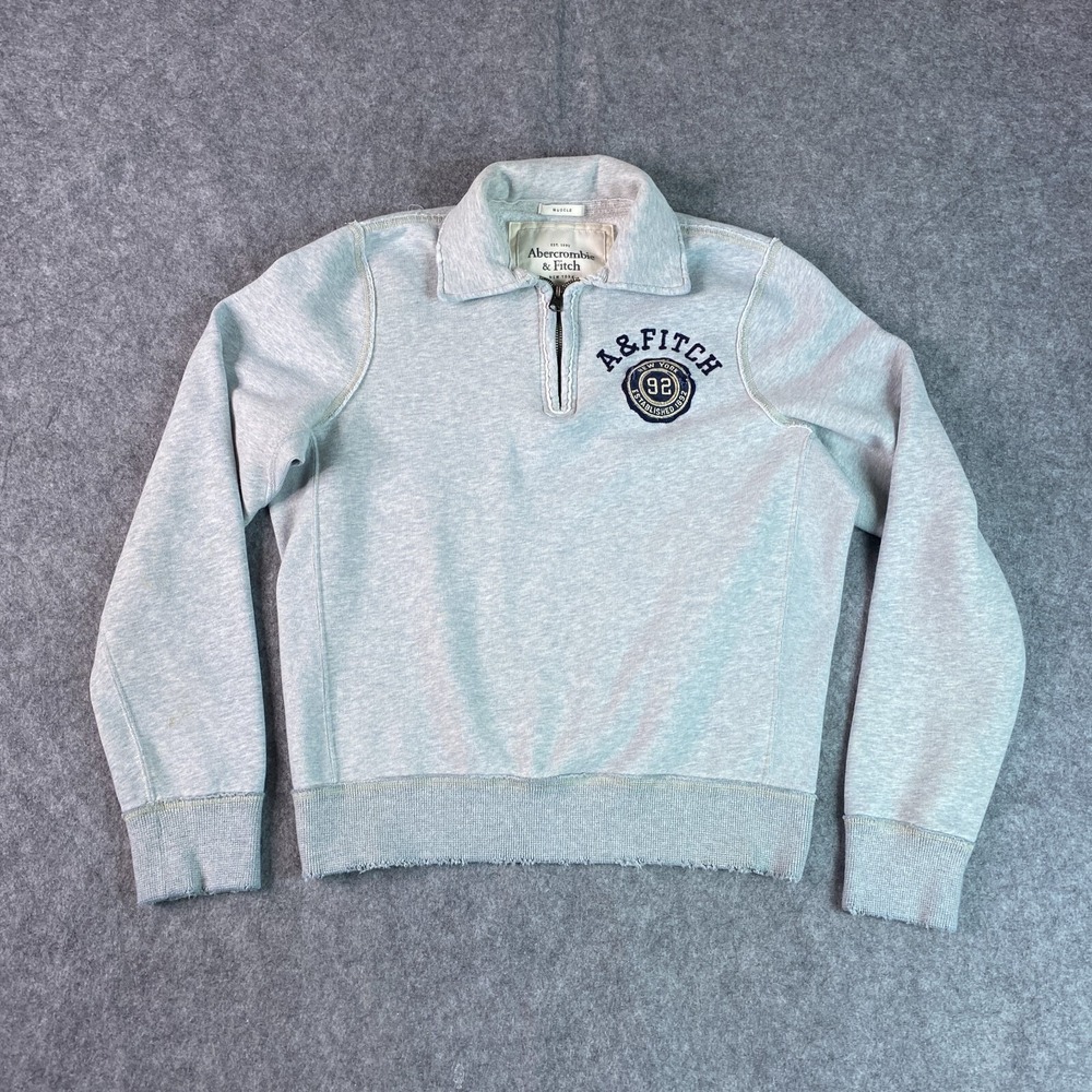 Abercrombie & Fitch Light Gray Zip-Up Sweater